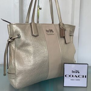 Coach Gold and Cream Tote Bag